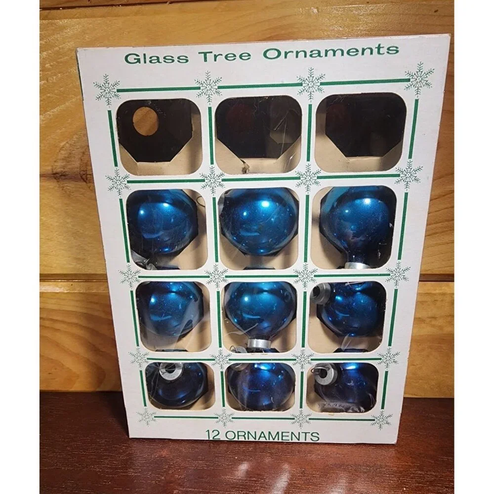 Vintage Essex Franke Glass Ball Christmas Ornaments in Box Only 9 Balls